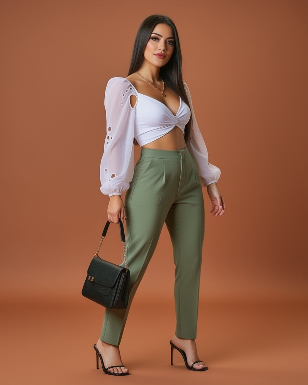 Renza — top corto boho con mangas abullonadas bordadas