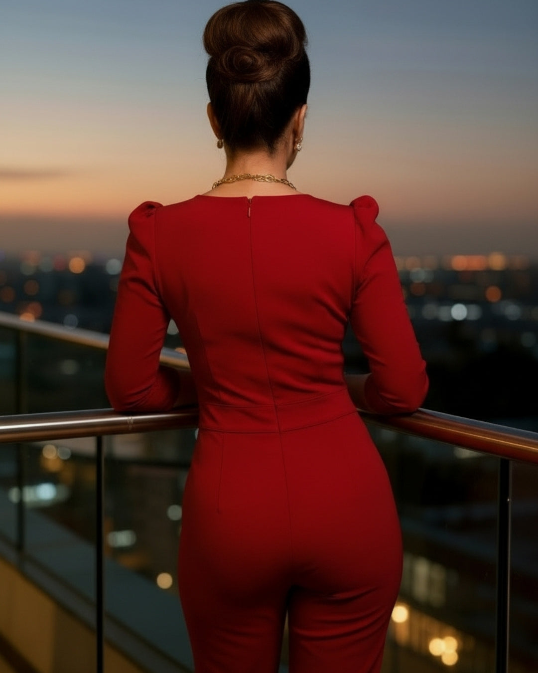 Valeria — jumpsuit elegante con escote en V y cinturón