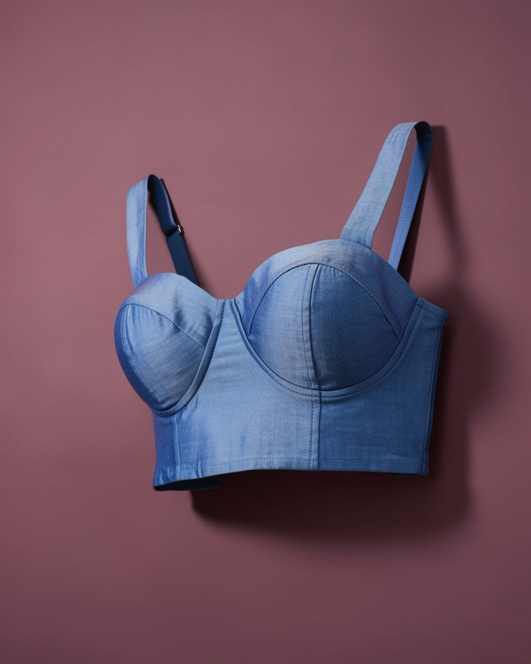 Dalia — top corset denim con copas estructuradas