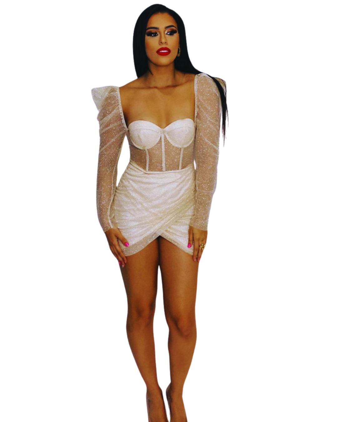 Vestido mini elegante
Vestido de malla brillante
Vestido con corset
Vestido mangas puff
Vestido glam mujer
Vestido de noche
Outfit sofisticado
Moda femenina
Estilo elegante
GV Boutique