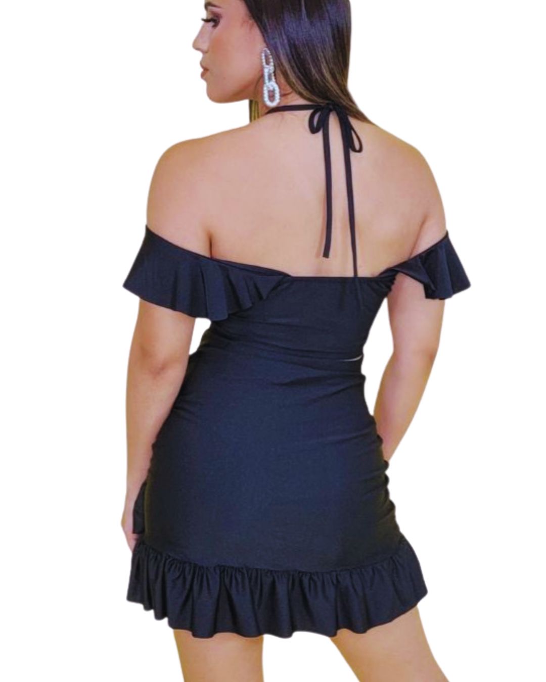 Conjunto de dos piezas
Top off shoulder
Falda con volante
Conjunto negro mujer
Look de noche
Outfit femenino
Estilo fruncido
Moda elegante
Hecho en México
GV Boutique