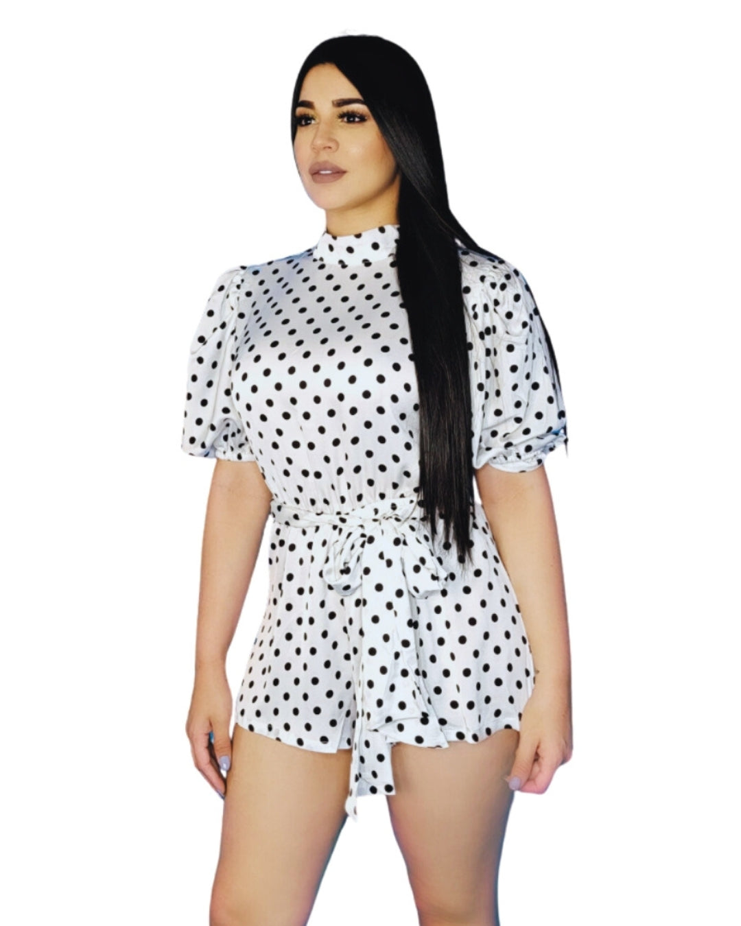 Polka — romper clásico de lunares con cuello alto