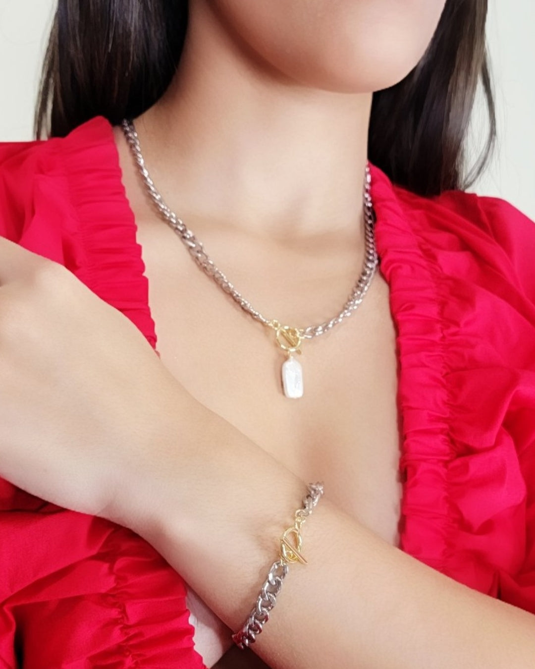 Dual Essence — set de joyería bicolor plata y dorado elegante