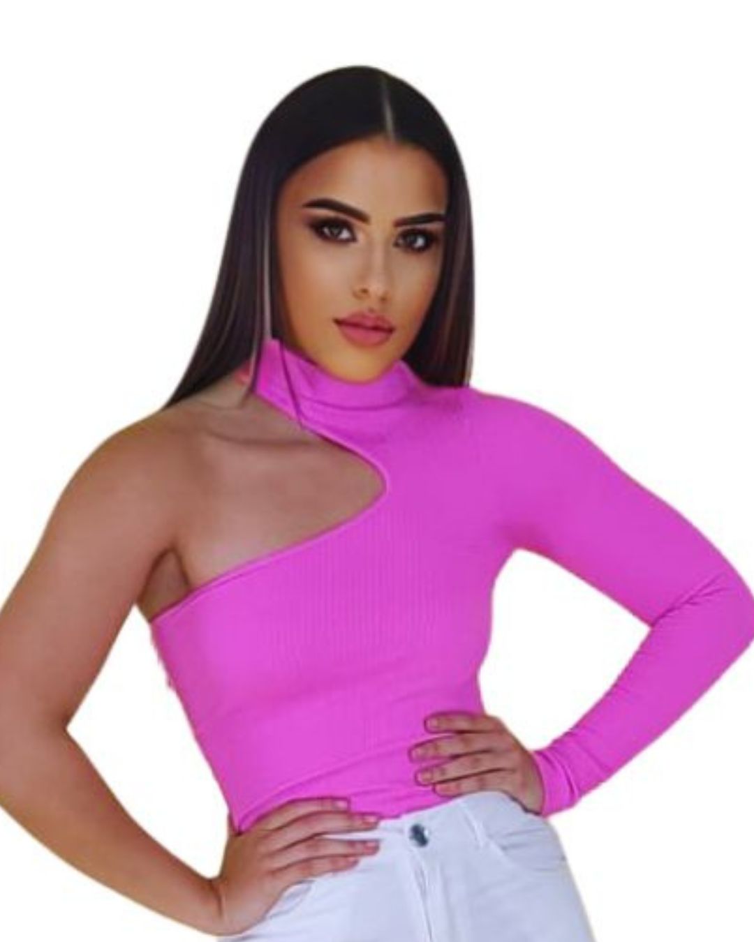 Top rosa mujer
Top cuello alto
Manga asimétrica
Top moderno elegante
Ropa mexicana premium
Estilo casual chic
Top ajustado
Look de noche
Outfit versátil
GV Boutique