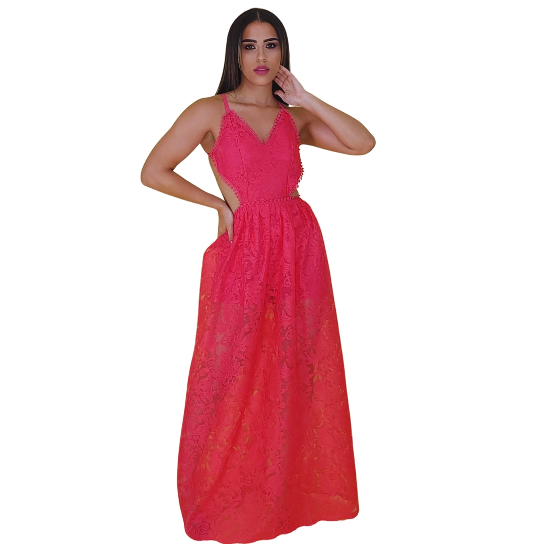 vestido encaje
vestido maxi
vestido elegante
vestido noche
vestido con espalda descubierta
vestido corte lateral
vestido largo encaje
vestido sofisticado
vestido fiesta
vestido importad