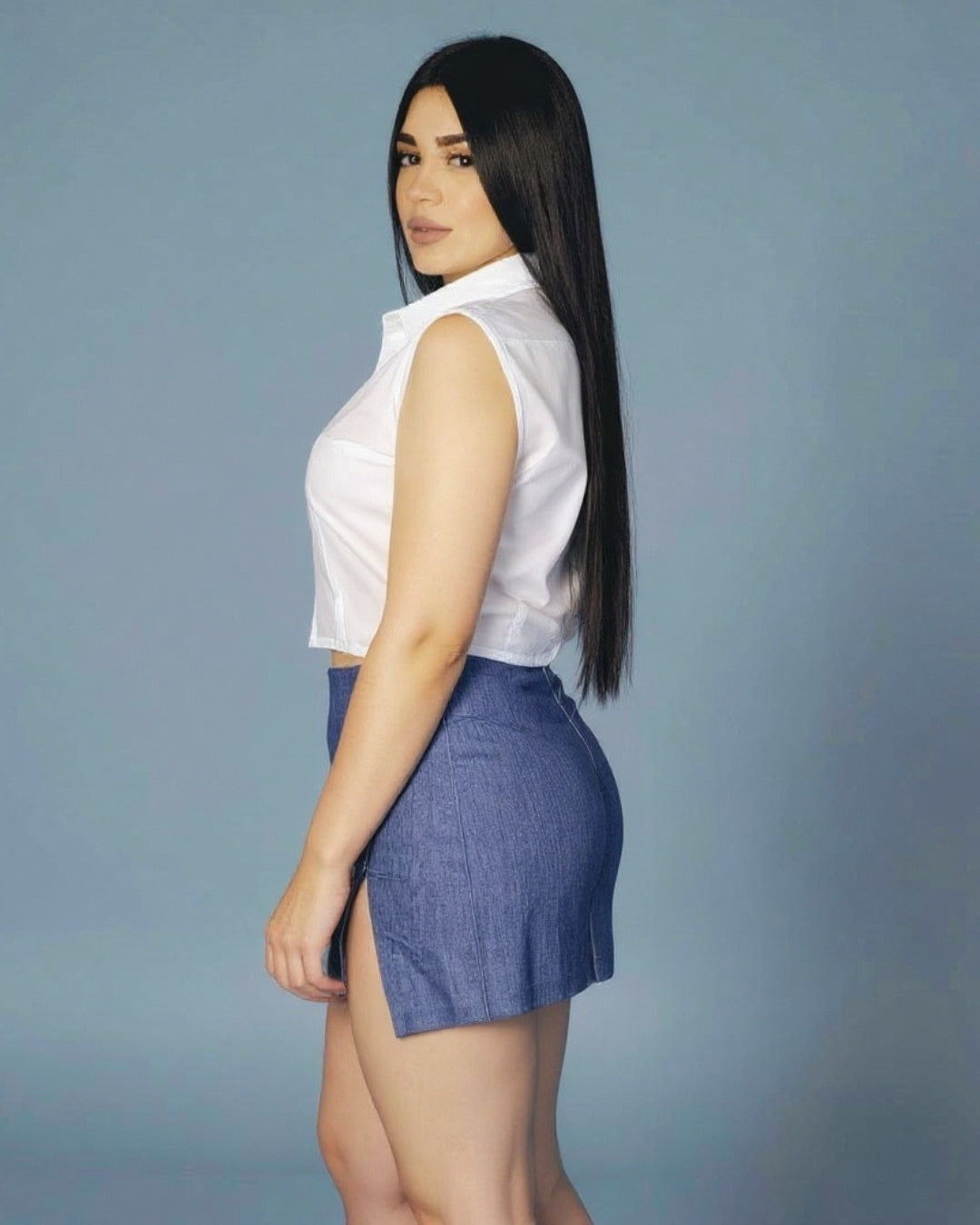 Olivia — falda-pantalón de tiro alto con botones asimétricos