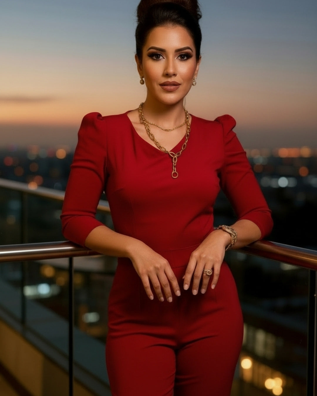 Valeria — jumpsuit elegante con escote en V y cinturón
