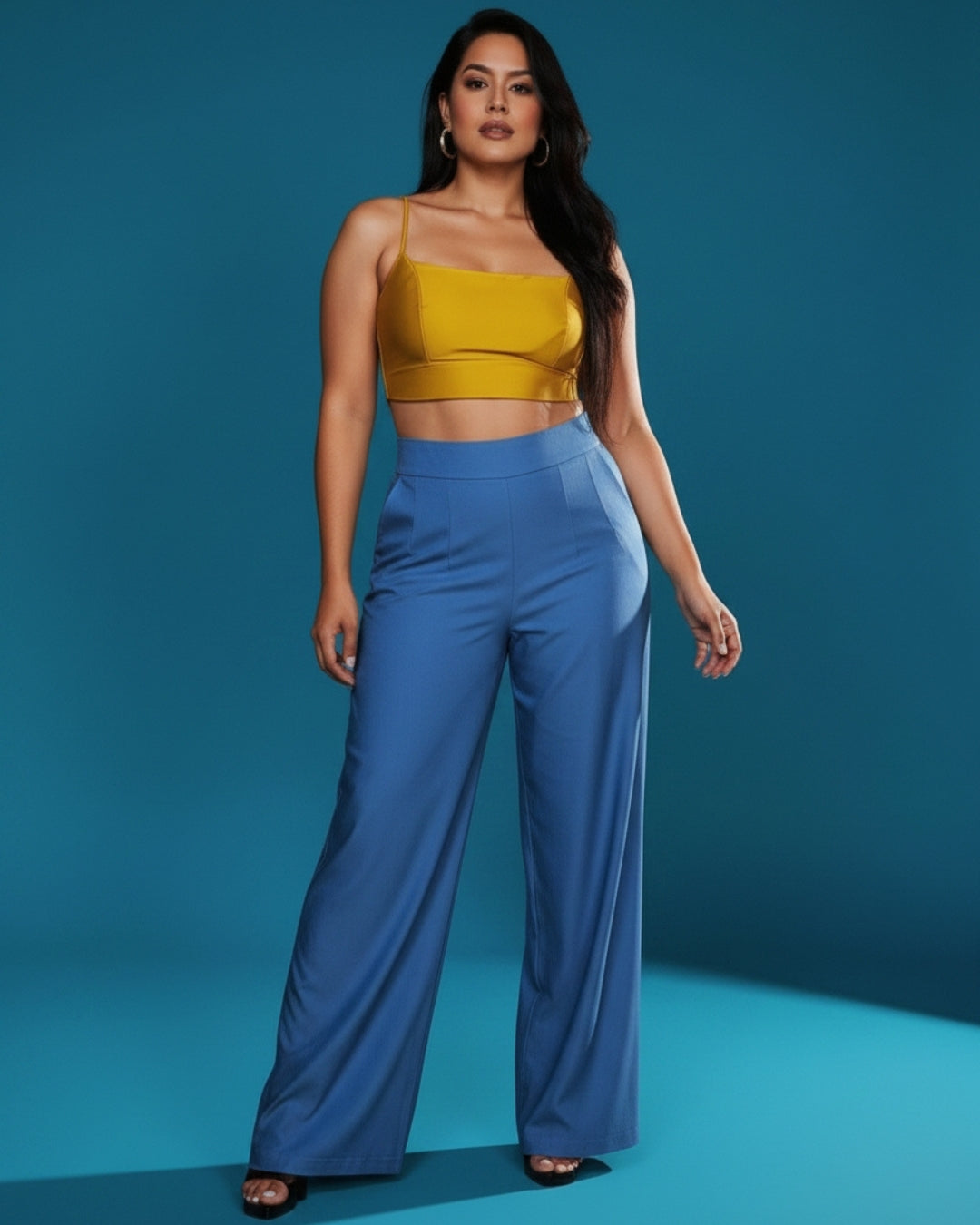 Nerina — pantalón palazzo de tiro alto en tejido fluido