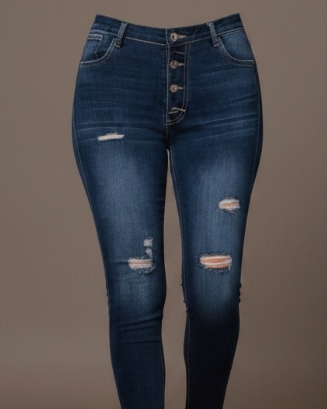 Naya — jean skinny azul oscuro con botones frontales