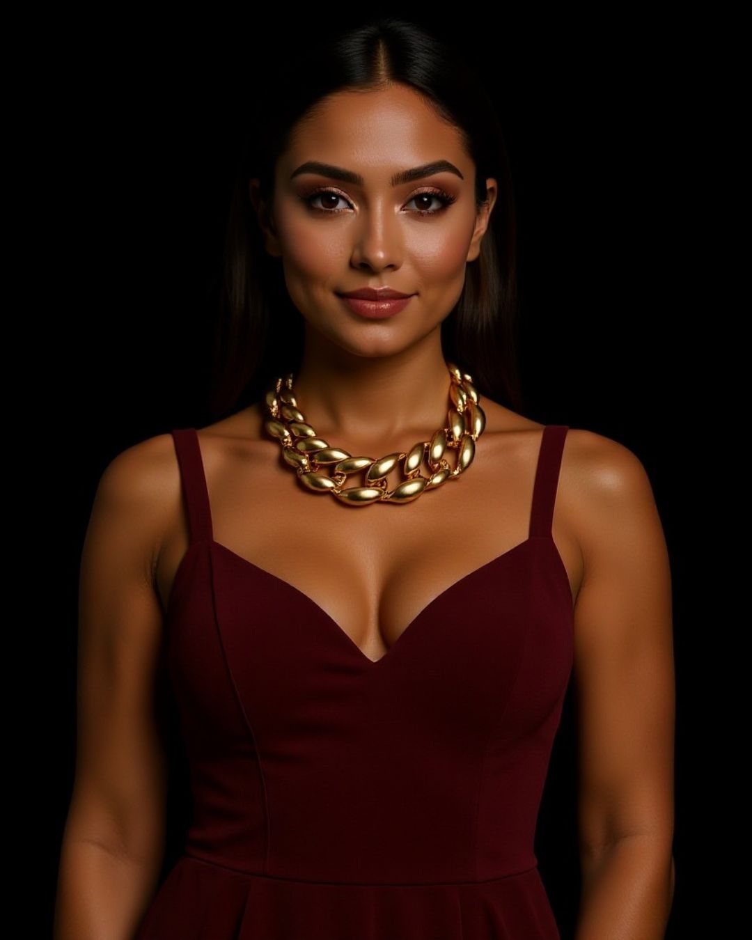 Sculpta — collar dorado de brillo esculpido con diseño moderno estructurado