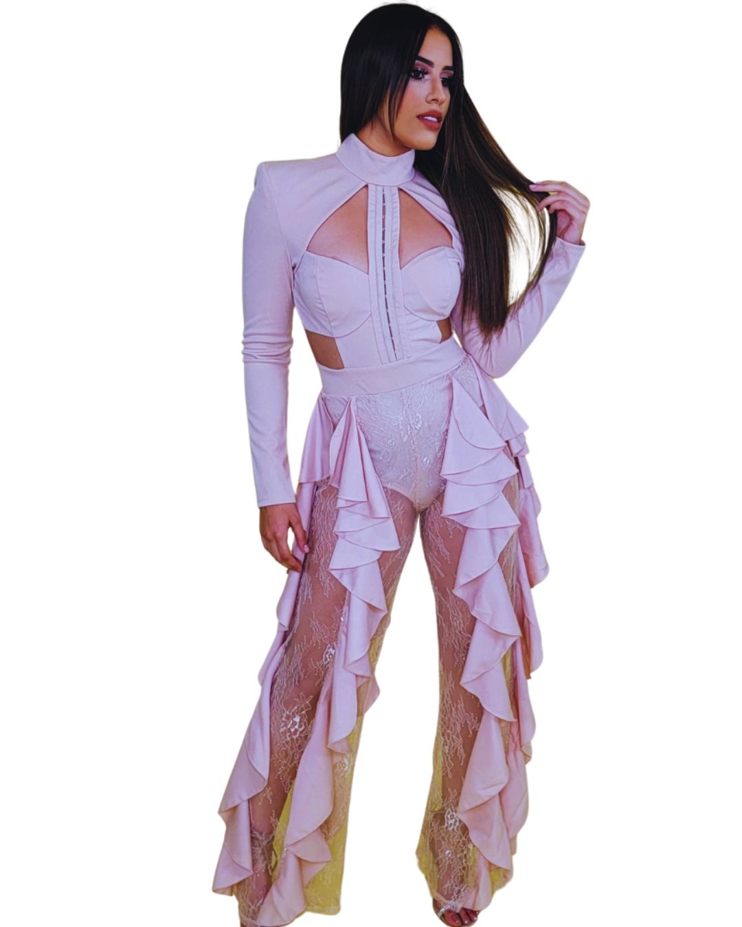 Jumpsuit de encaje
Jumpsuit elegante
Outfit de gala
Moda premium
Jumpsuit con volantes
Estilo sofisticado
Ropa de evento
Tendencia 2025
GV Boutique
Mujeres con poder