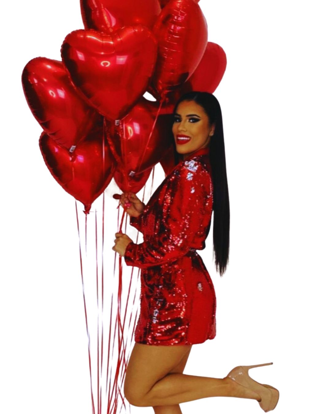 Vestido Blazer Corto de Lentejuelas Rojas