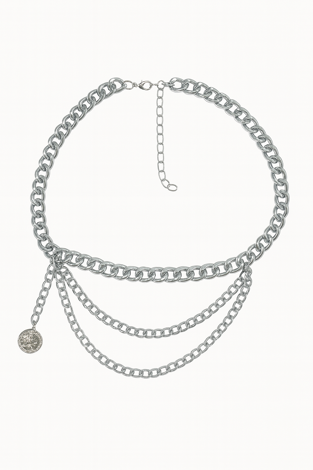 cinturón de cadena
cadena plateada
accesorios de mujer
cinturón elegante
cinturón ajustable
moda femenina
estilo chic
accesorios de boutique
outfit de noche