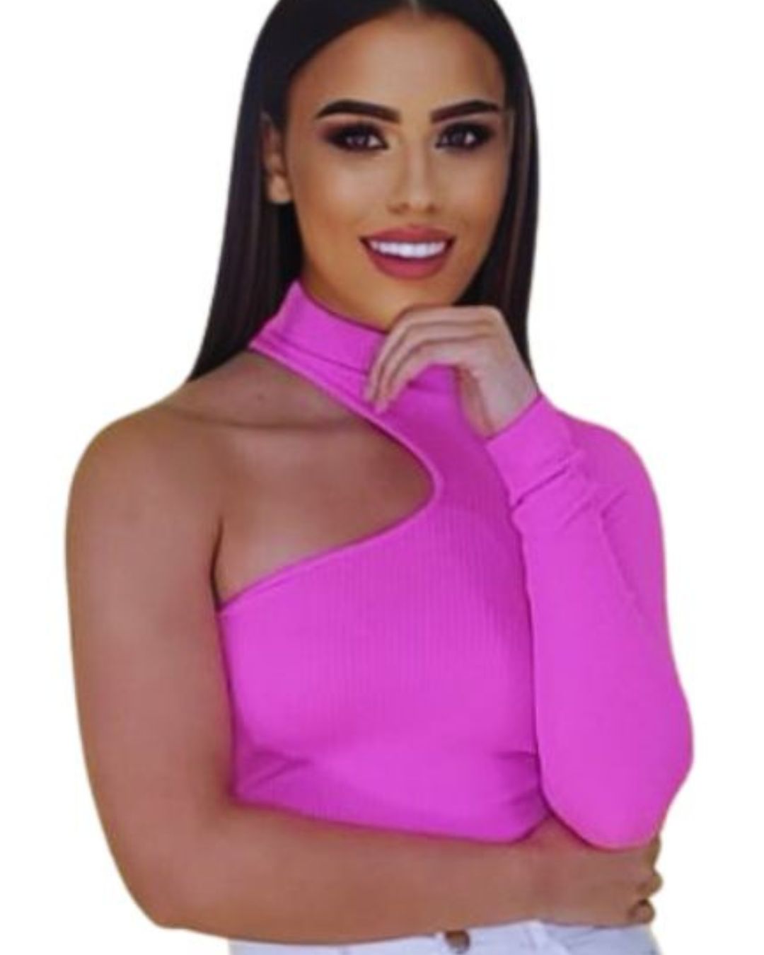 Top rosa mujer
Top cuello alto
Manga asimétrica
Top moderno elegante
Ropa mexicana premium
Estilo casual chic
Top ajustado
Look de noche
Outfit versátil
GV Boutique