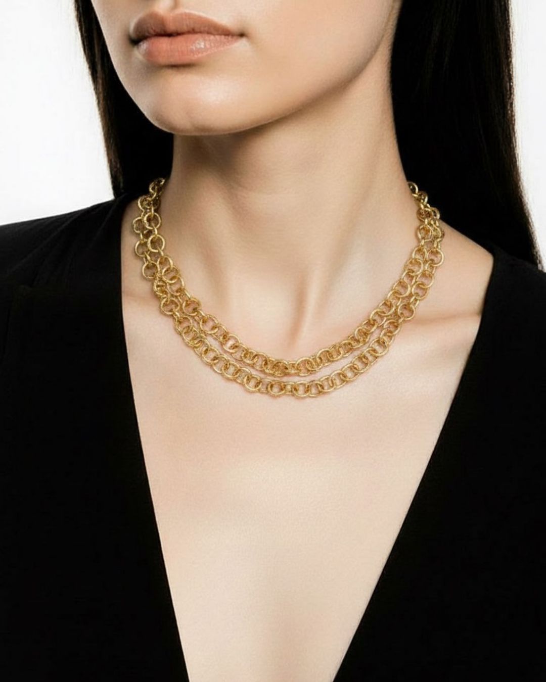 Elira — collar dorado doble cadena fina ajustable