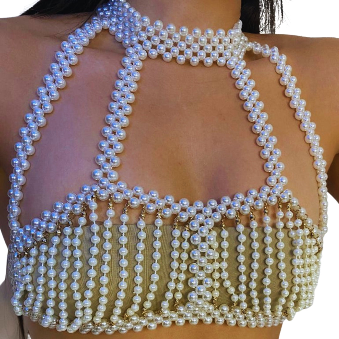 Top perlas mujer
Top halter elegante
Top con cadenas doradas
Top artesanal
Top de lujo
Top de fiesta
Outfit sofisticado
Moda femenina premium
Top statement
GV Boutique